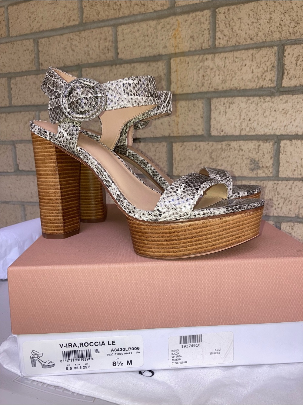 Via Spiga Platform Ira Sandal Roccia Reptile Print Heels Size 8.5 Tuscan Vibes